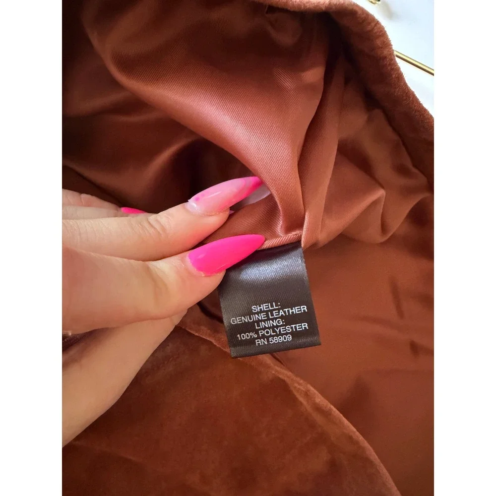 $139 NWT Gianni Bini Mini Skirt Large Rust Orange Button Front Leather Skirt